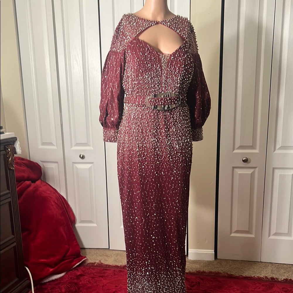 Elegant Burgundy Evening Gown